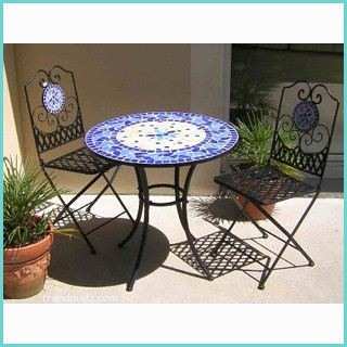 Table Et Chaise De Jardin En Fer forg Table De Jardin Fer forgé Et Mosaïque Bleue Ø76cmx74cm