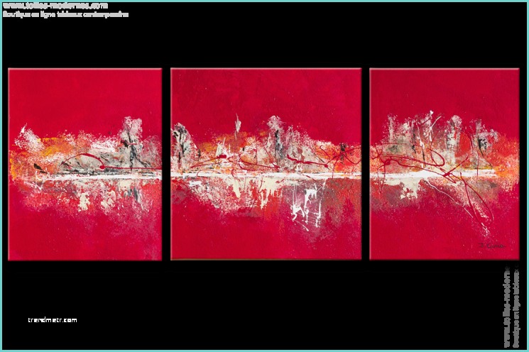 Tableau Abstrait Couleur Taupe Triptyque Abstrait Rouge Flah Panoramique Tableaux