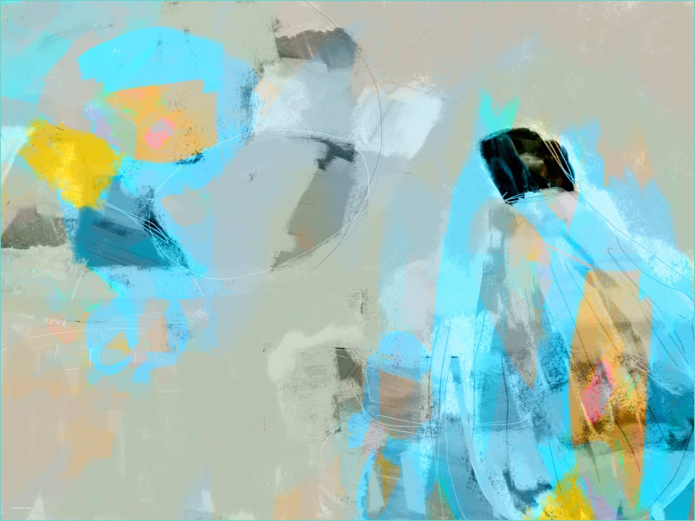 Tableau Abstrait Couleur Vive Envol Pastel 3 by Octave Pixel 2014 Print