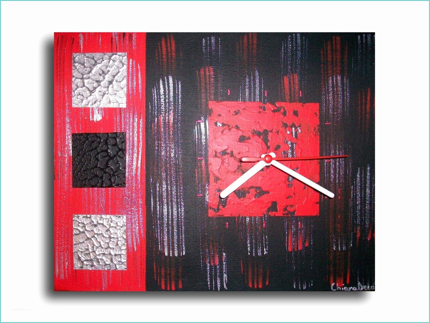 Tableau Design Rouge Et Gris Tableau Horloge Design Rouge Noir Gris Pendule Salon