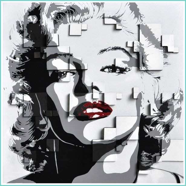 Tableau Marilyn Monroe Noir Et Blanc Tableau De Marylin Monroe En 3 Dimensions 80x80cm