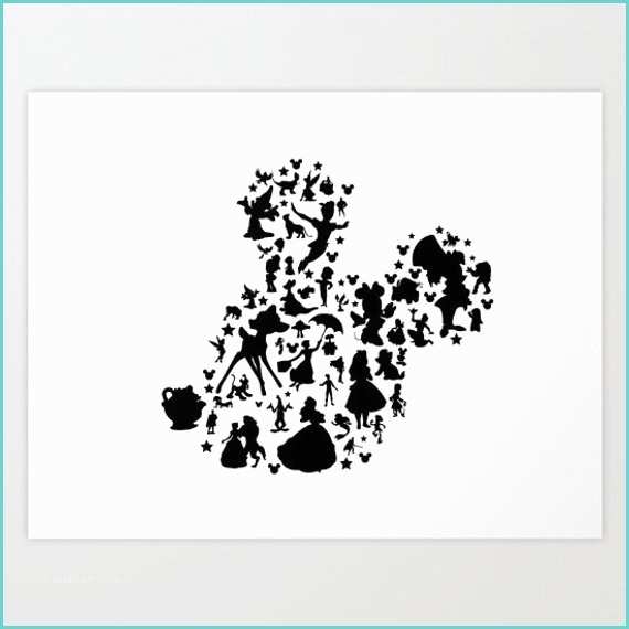 Tableau Mickey Noir Et Blanc Mickey Mouse Black and White Disney Character Silhouettes