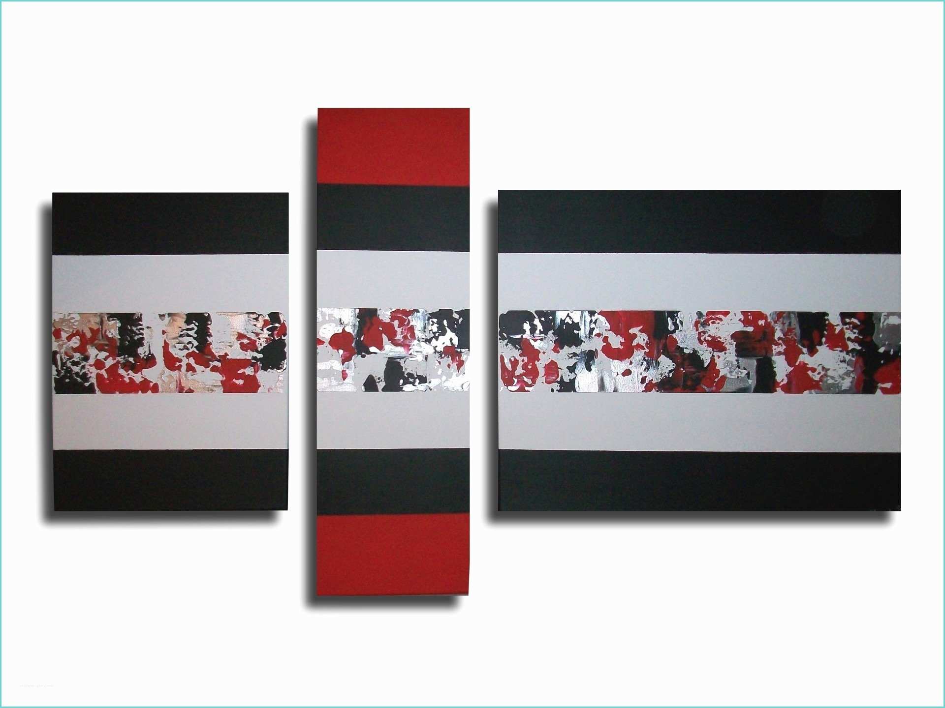 Tableau Triptyque Moderne Tableau Triptyque Rouge Noir Blanc Contemporain Moderne