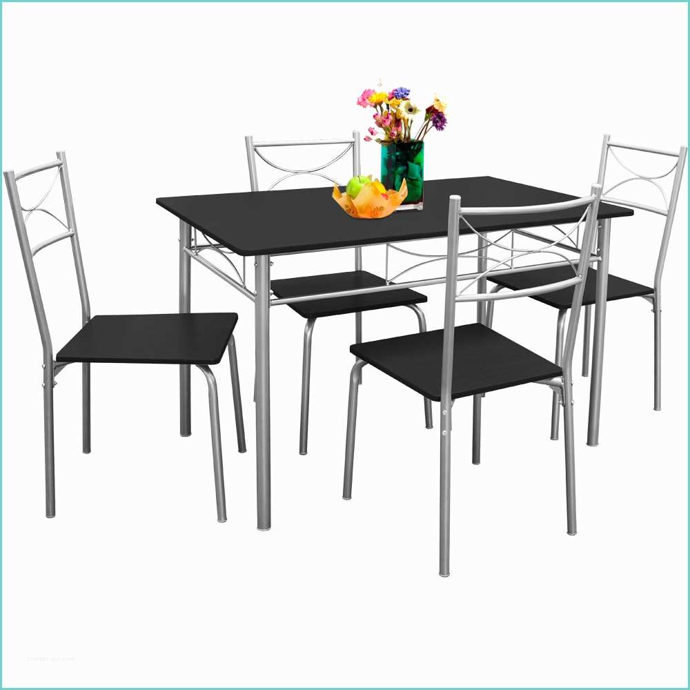 Tables De Cuisine Pliantes Dining Table and Chairs Set Kitchen 4 Seater White Black