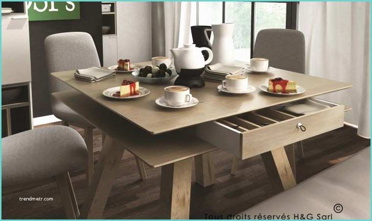 Tables De Cuisine Pliantes Table De Cuisine Carre Blanche Et Chne Naturel Design