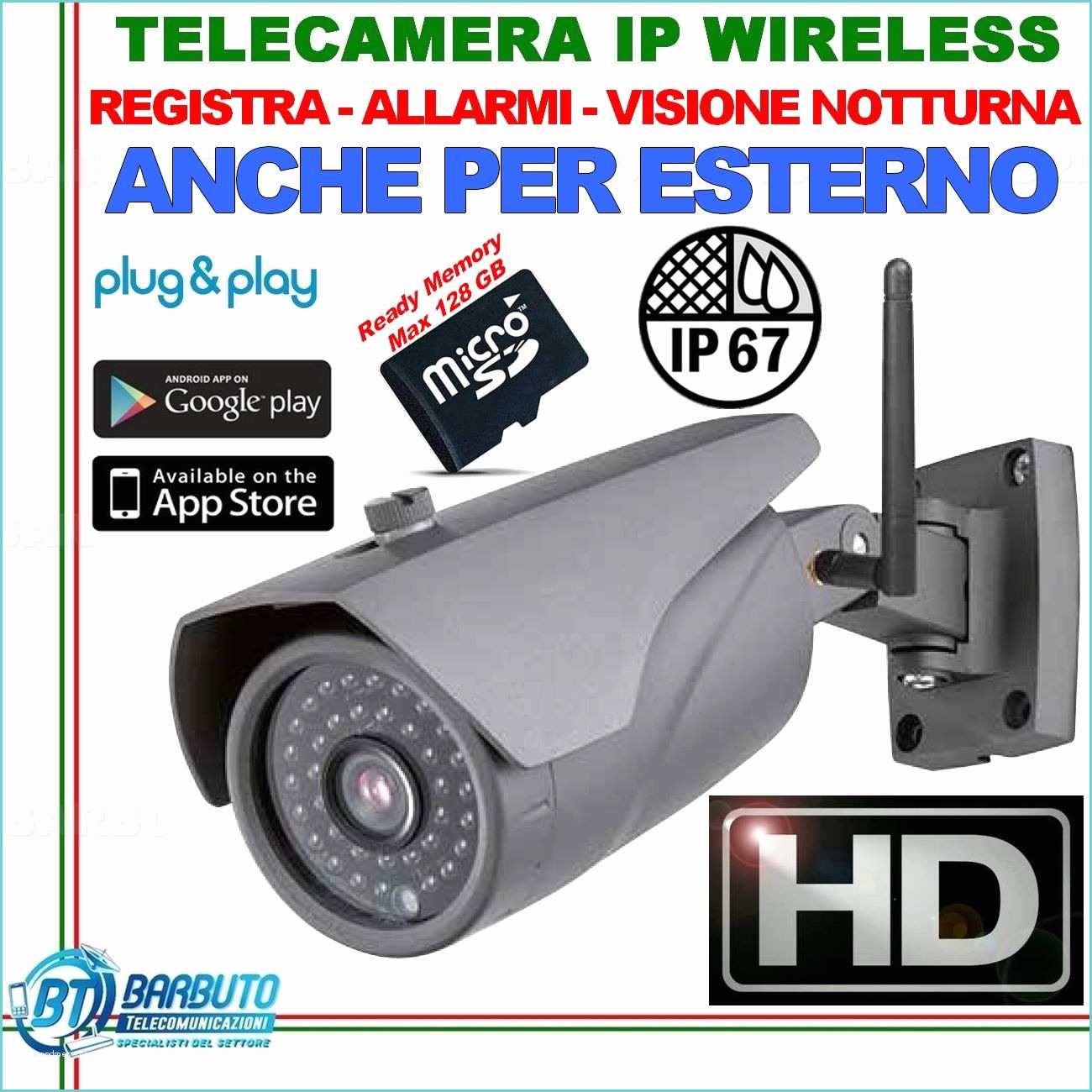 Telecamere Wifi Da Esterno Telecamera Ip Wireless Da Esterno Ip67 Con Visione
