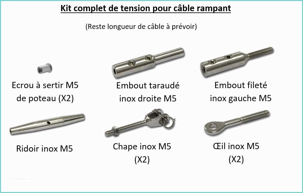 Tendeur Cable Garde Corps Kit Tendeur Plet Inox M5 Pour Câbles Ø3mm Pour Garde