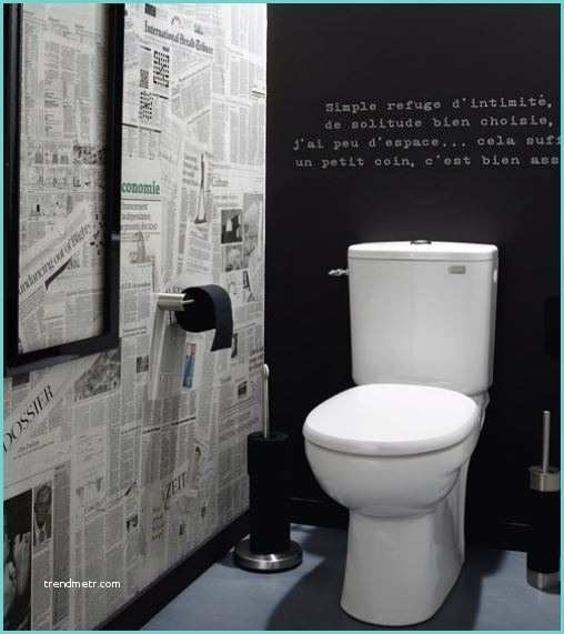 Toilettes Gris Et Blanc Personnaliser Ses Wc Décorer Une Pièce Avec Du Papier Journal