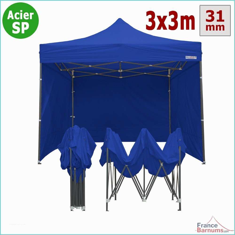 Tonnelle Pliante 3x3 Tente Pliable Bleue 3x3m Acier Semi Pro