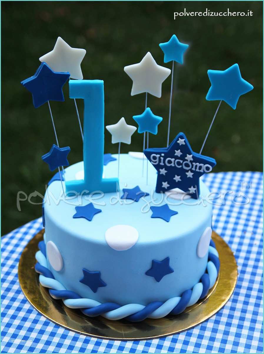 Torte Di Compleanno Cake Design torta Decorata 1° Pleanno Bimbo Con Stelle In Pasta Di