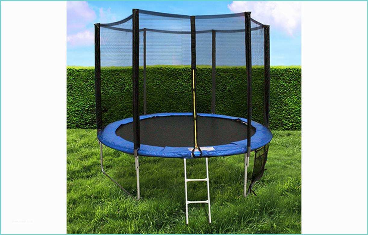 8635 trampoline de jardin noir et bleu avec filet d244cm