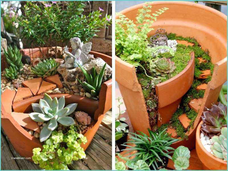 Trucs Et astuces Maison Deco Recyclage Créer Des Mini Jardins Dans Des Pots Cassés