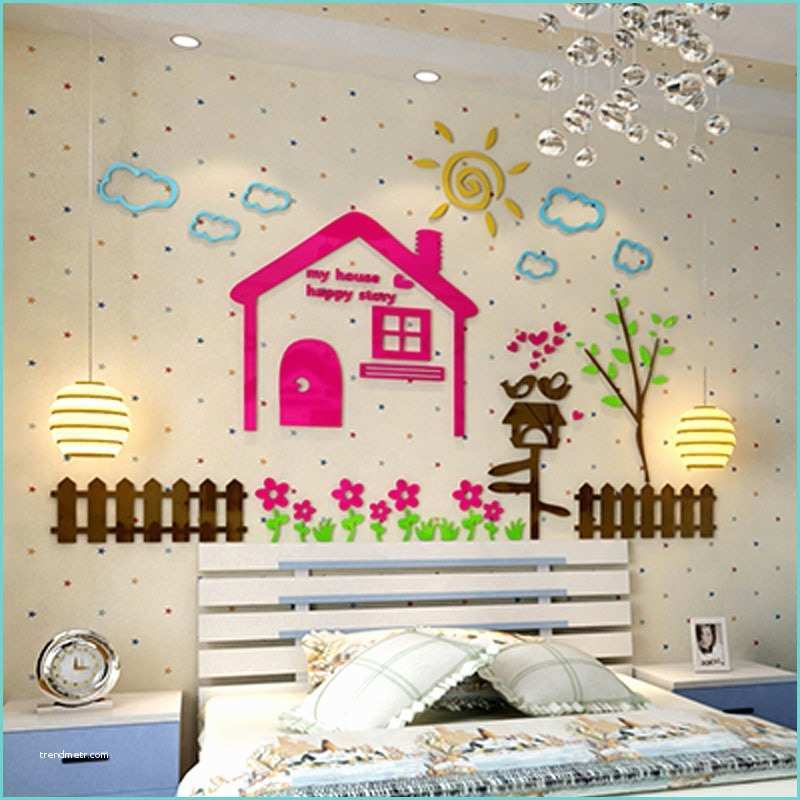 Wall Decoration Ideas for School Colored Happy House Design Acrylic Wall Stickers Diy Kids