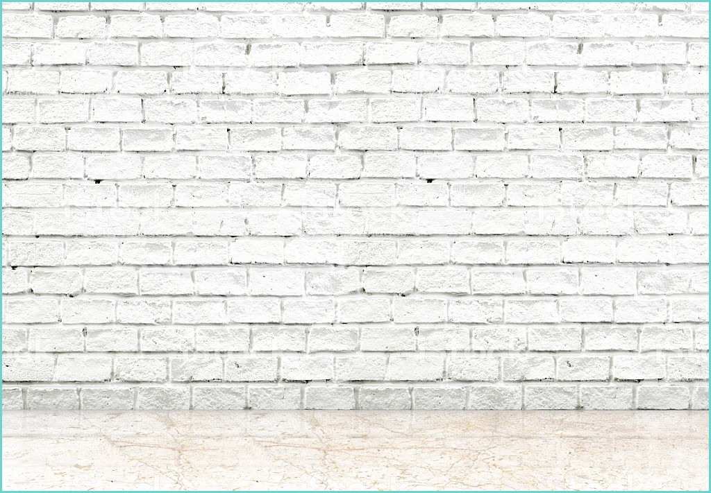 White Brick Wall and Floor Empty Marble Floor and White Brick Wall In Background