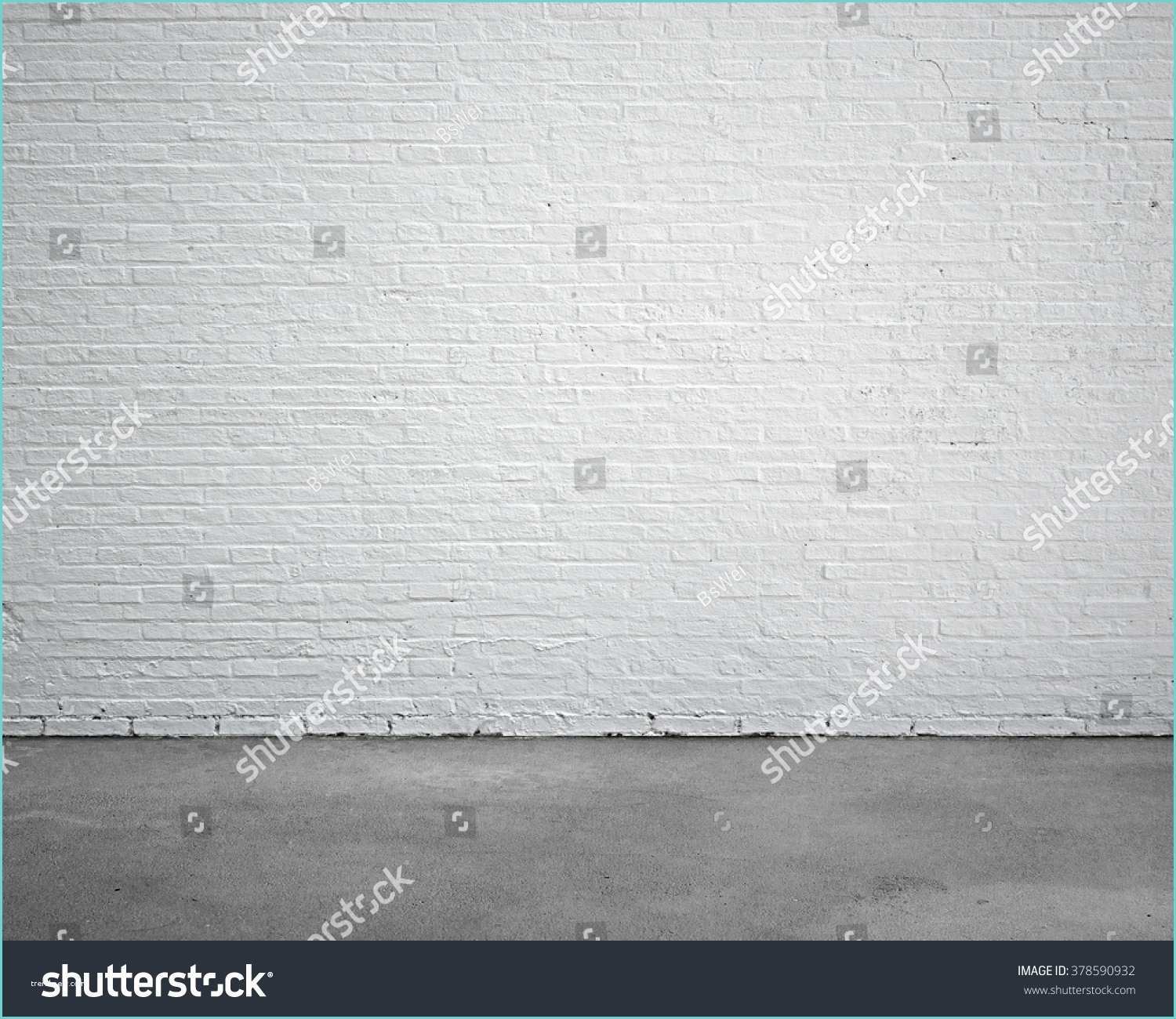 White Brick Wall and Floor Room Interior White Brick Wall Concrete Stock