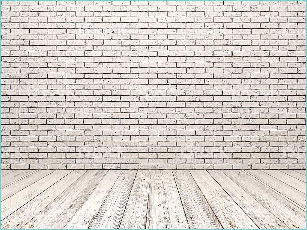 White Brick Wall and Floor White Brick Wall and White Wood Floor Stock Photo